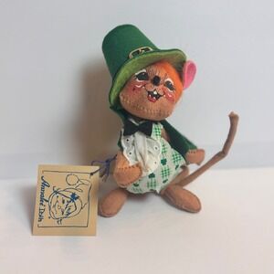 Annalee Dolls 1998 St Patricks Day Leprechaun Mouse 6" Green Hat Shamrock Tag